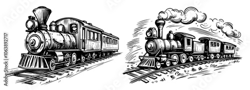 train locomotive transport vintage travel retro vector antique metal