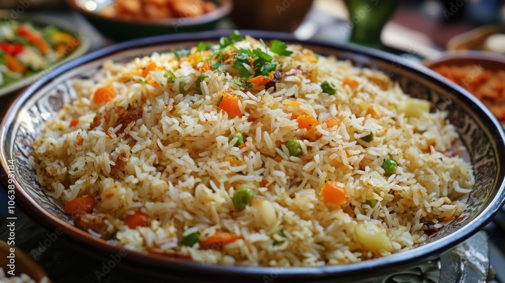 Close-up of a bowl of Fried Rice with Vegetables Close-up of a bowl of Fried Rice with Vegetables