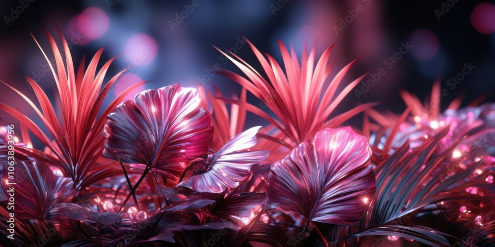 Dreamy, iridescent foliage with soft pink glow, a captivating display of nature's artistry Dreamy, iridescent foliage with soft pink glow, a captivating display of nature's artistry