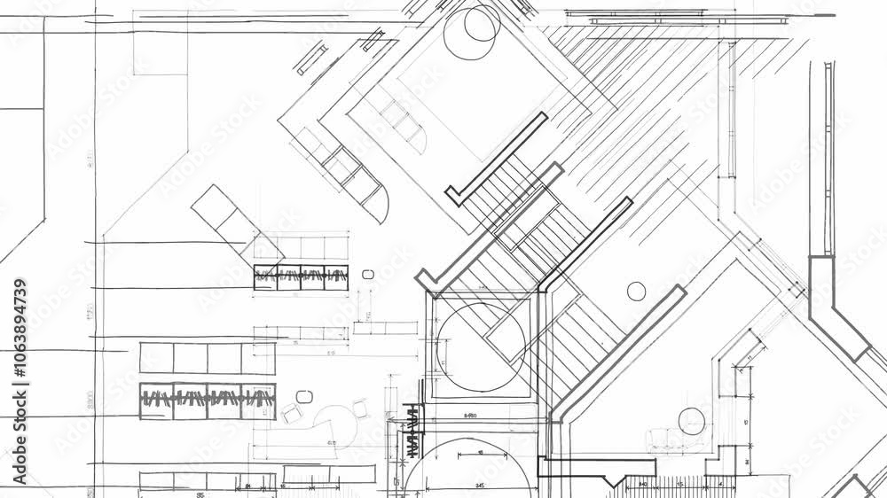 Architecture design: blueprint plan - vector illustration of a plan modern residential building / technology, industry, business concept illustration: real estate, building, construction, architecture