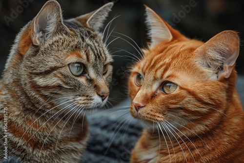 Joyful and astonished pets on a vibrant blue background with room for text or messages photo