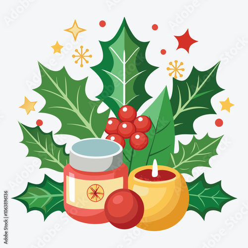 Christmas Day, Mistletoe Miracle Salve silhouette white background illustration, Generative Ai,