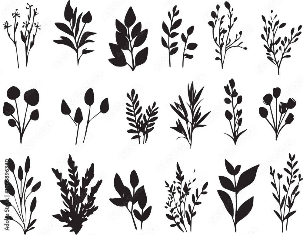 Set plants. Hand drawn vector illustration Set plants. Hand drawn vector illustration