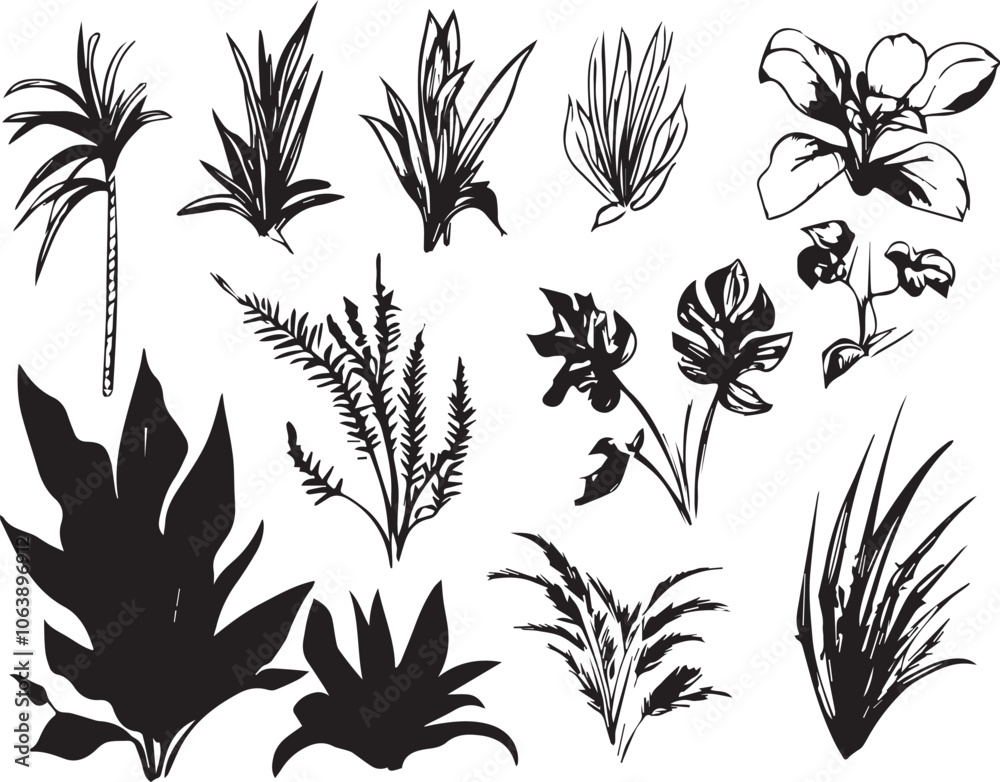 Set plants. Hand drawn vector illustration Set plants. Hand drawn vector illustration