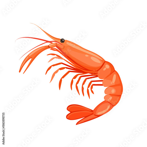2D flat vector illustration shrimp icon isolated on a white background.