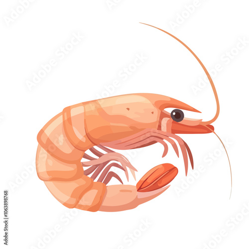 2D flat vector illustration shrimp icon isolated on a white background.