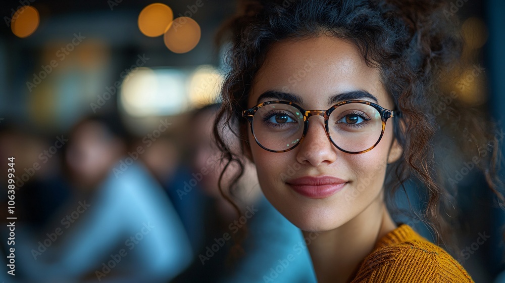Beautiful Woman with Glasses and Warm Smile