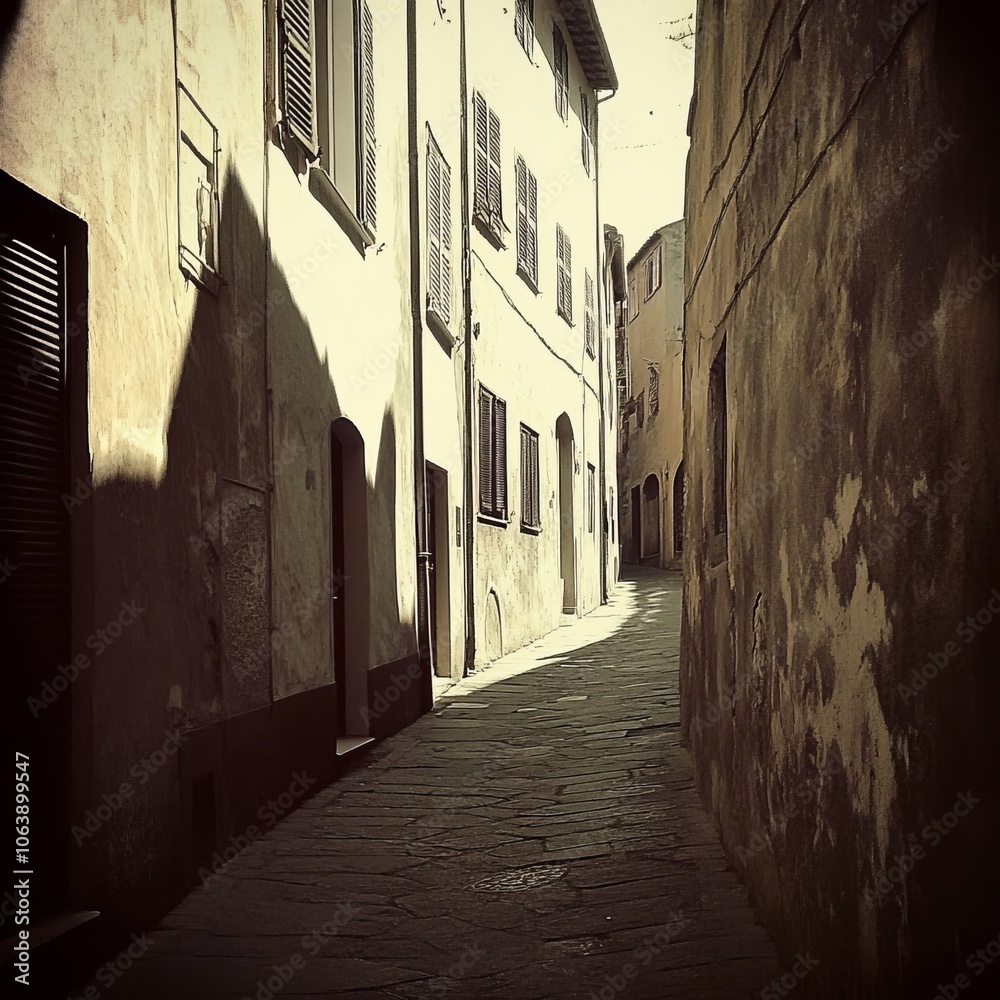 Obraz premium Retro Italian medieval street