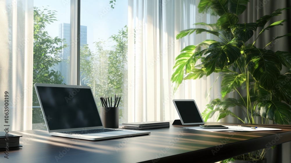 Fototapeta premium The Modern Workspace with Technology