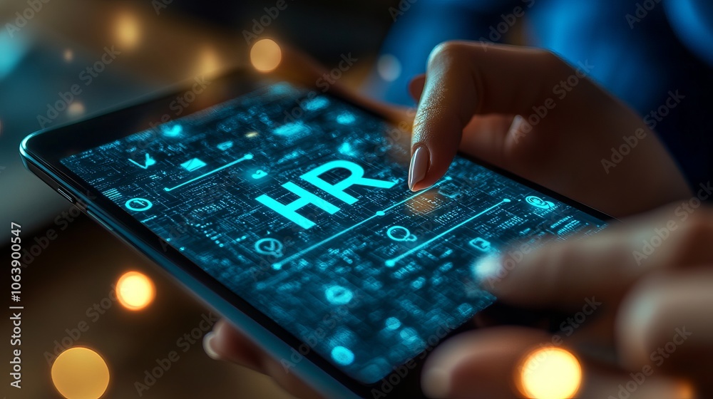 Office Device with HR Icons: Resource Management Office Device with HR Icons: Resource Management
