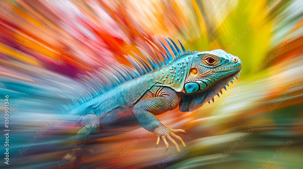 Fototapeta premium close-up colourful iguana