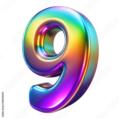 Free Download 3D holographic digit isolated on background. Iridescent number for holidays, special dates and birthdays - GFXLoad