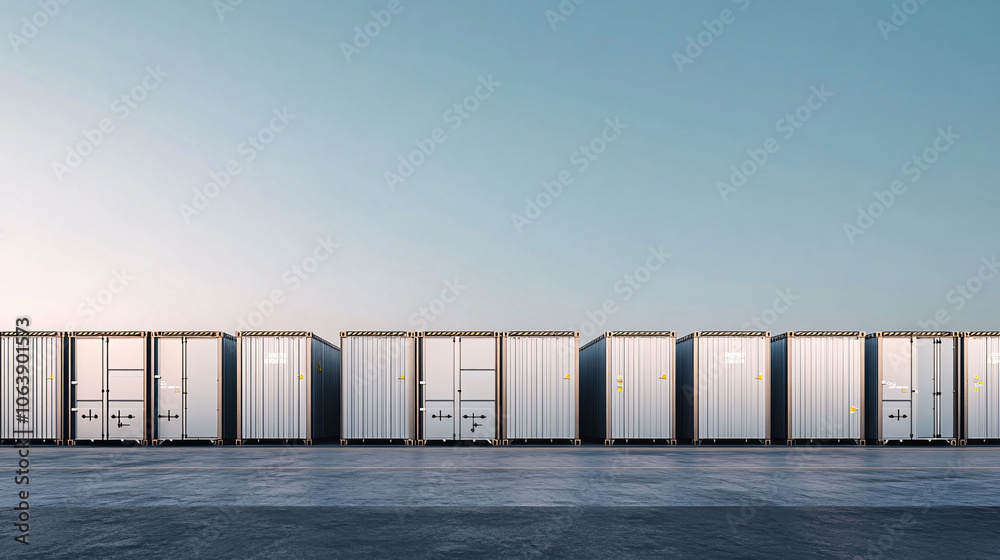 minimalist row of shipping containers under clear sky minimalist row of shipping containers under clear sky