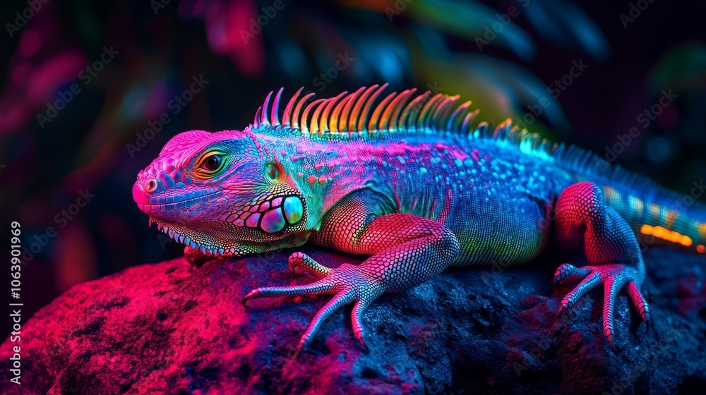 Fototapeta premium close-up colourful iguana