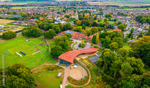 The village of Edwinstowe in the midst of Sherwood Forest, Nottinghamshire, England photo