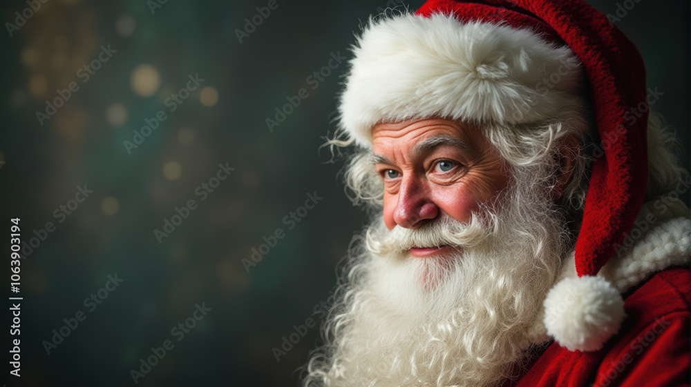 Santa Claus With a Warm Smile in Classic Red Attire, Radiating Holiday Cheer and Joy During the Christmas Season, Embodying Festive Traditions and Winter Spirit Santa Claus With a Warm Smile in Classic Red Attire, Radiating Holiday Cheer and Joy During the Christmas Season, Embodying Festive Traditions and Winter Spirit