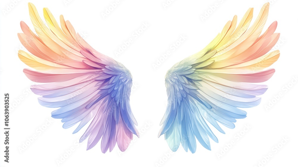 Obraz premium Colorful Angel Wings Illustration