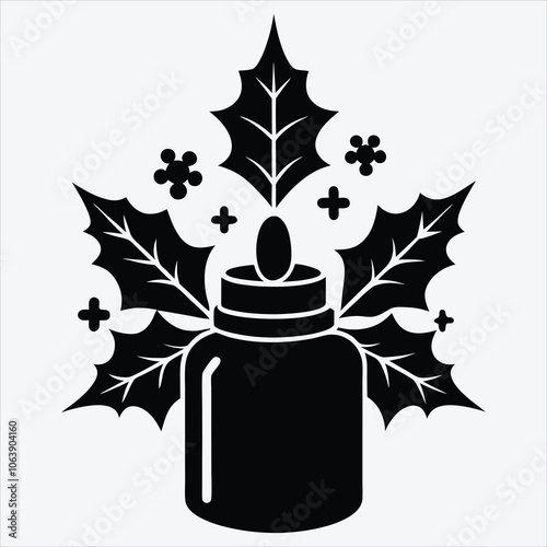 Christmas Day, Mistletoe Miracle Salve silhouette white background illustration, Generative Ai,