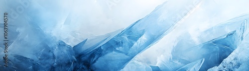 Abstract Blue Ice Formations with a Hazy Background