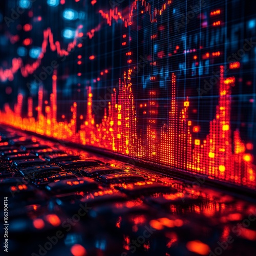 Wallpaper Mural Red Hot Stock Market Data on Laptop Screen Torontodigital.ca