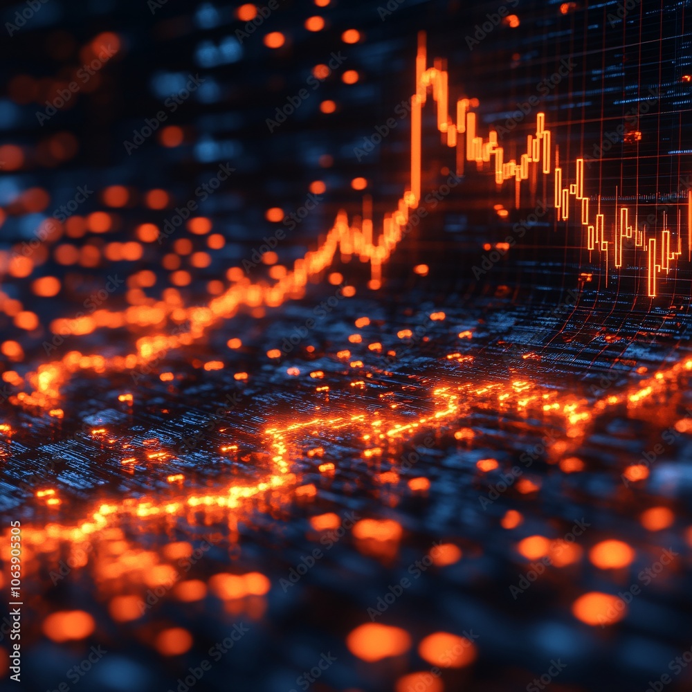 Stock Market Candlestick Chart with Bokeh Effect Stock Market Candlestick Chart with Bokeh Effect