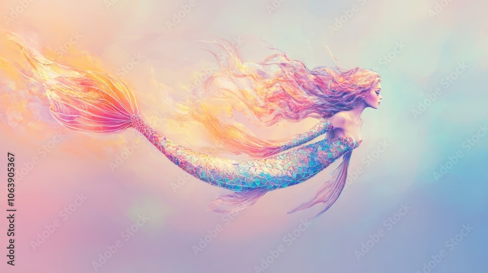Obraz premium mermaid in the ocean. background with mermaid
