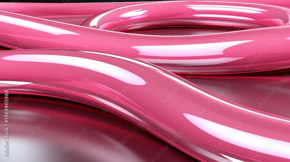 A Shiny Pink Abstract Form of Intertwined Curves with a Smooth, Glossy Finish A Shiny Pink Abstract Form of Intertwined Curves with a Smooth, Glossy Finish