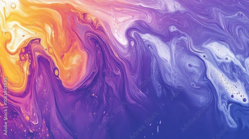 Fototapeta premium Colorful abstract fluid art with gradients of orange, purple, and blue