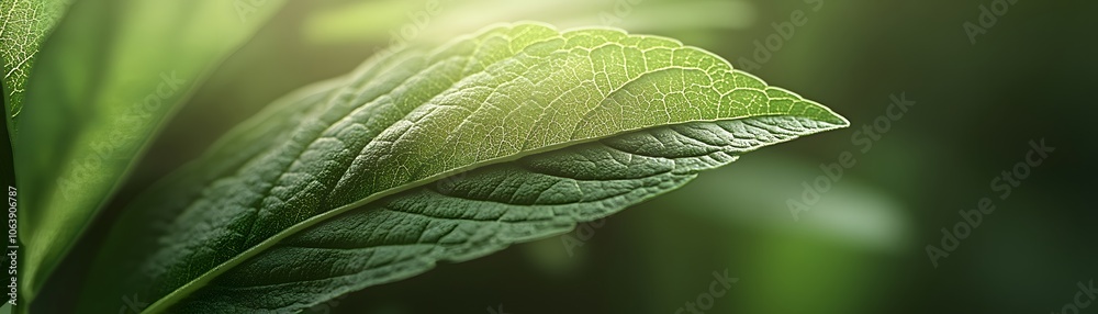 Close-up of a Green Leaf with Veins and Texture Close-up of a Green Leaf with Veins and Texture