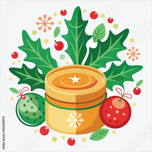 Christmas Day, Mistletoe Miracle Salve silhouette white background illustration, Generative Ai,