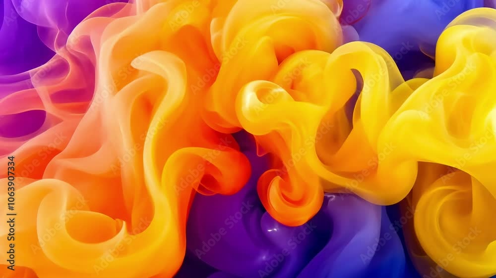 Abstract Swirling Orange and Purple Liquid. Abstract Swirling Orange and Purple Liquid.