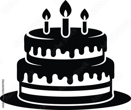 birthday cake icon, Birthday cake vector silhouette