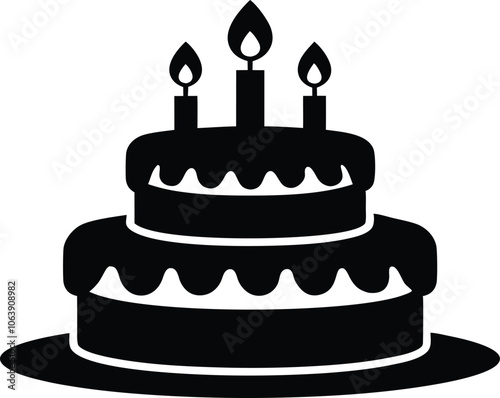 Birthday cake silhouette vector, birthday cake icon 