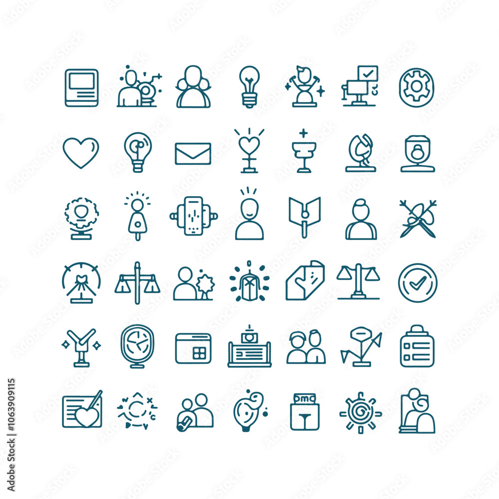 A set of minimalist, line-art style business and productivity icons design Vector illustration A set of minimalist, line-art style business and productivity icons design Vector illustration