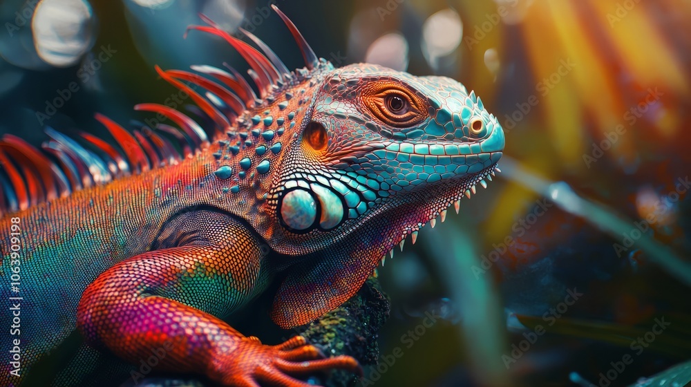 Fototapeta premium iguana on a branch