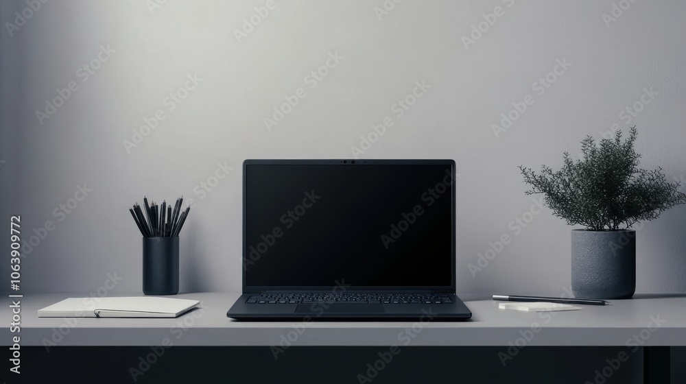 The Modern Workspace with Laptop The Modern Workspace with Laptop