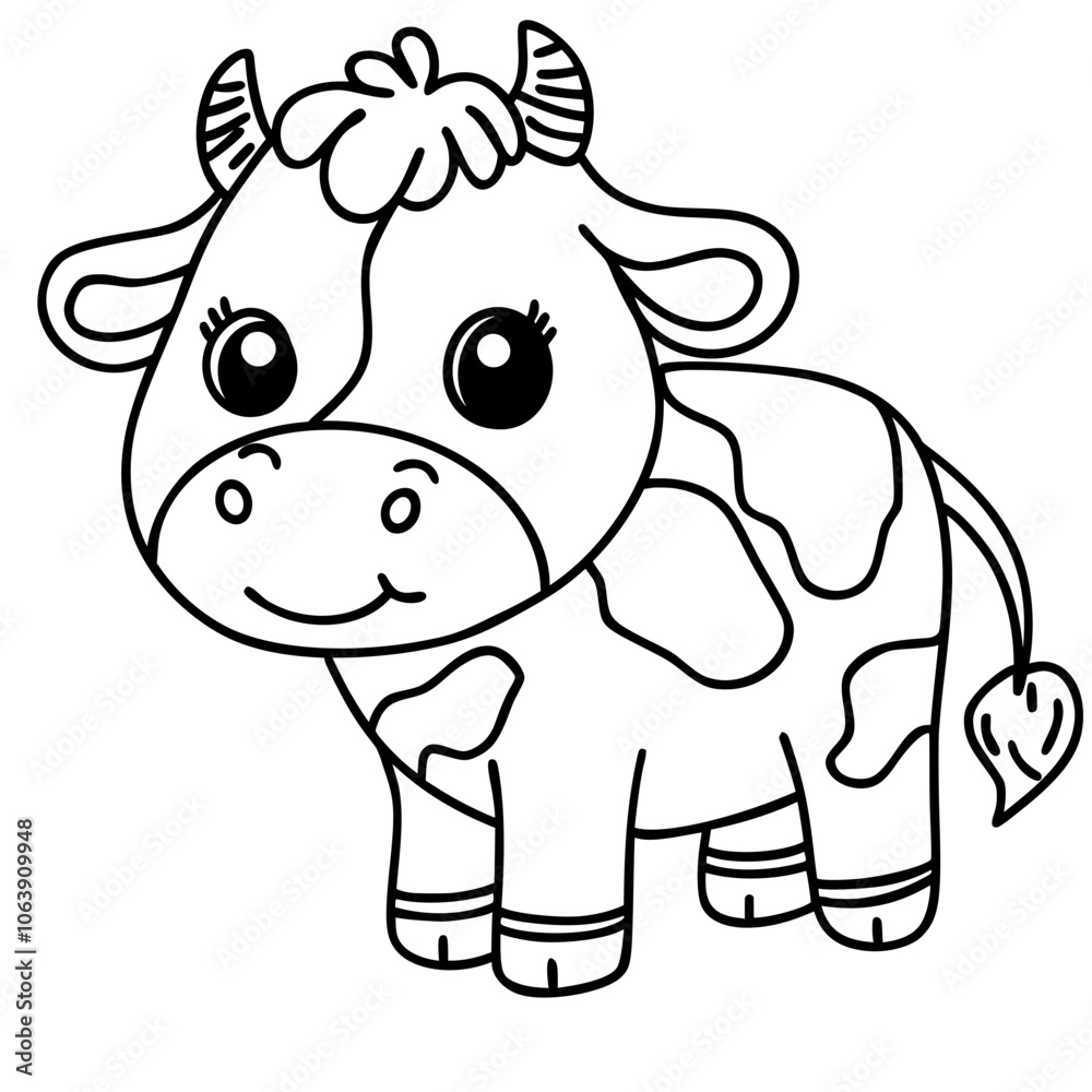 Fototapeta premium cute cow animal doodle