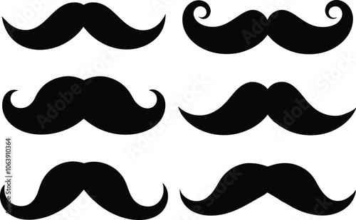 Moustache Silhouette, Set of mustache icon vector