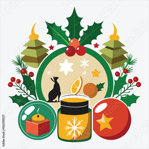 Christmas Day, Peppermint Frost Ointment silhouette white background illustration, Generative Ai,