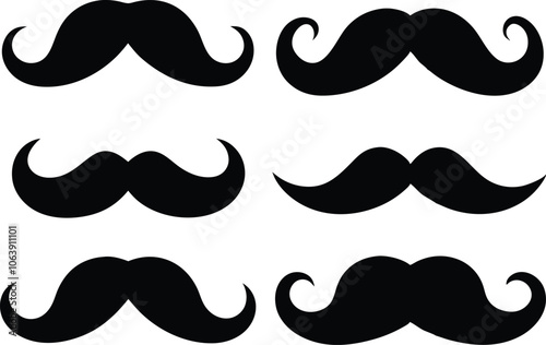 Moustache Silhouette, Set of mustache icon vector