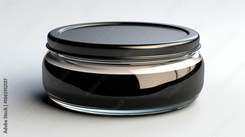 A black jar with a shiny lid, isolated on a white background, ready for your design or label. A black jar with a shiny lid, isolated on a white background, ready for your design or label.