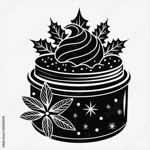 Christmas Day, Peppermint Frost Ointment silhouette white background illustration, Generative Ai,