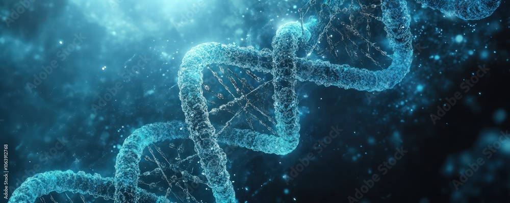 Digital Helix DNA Structure with Futuristic Medical and Biotech Theme Digital Helix DNA Structure with Futuristic Medical and Biotech Theme