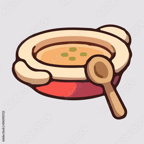 Soup illustration for a food game asset