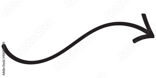 Long curvy hand drawn arrow vector