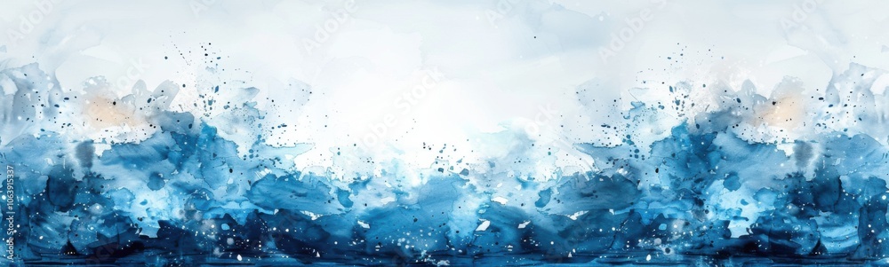 Blue waterolor abstract painting background , banner, copy space Blue waterolor abstract painting background , banner, copy space