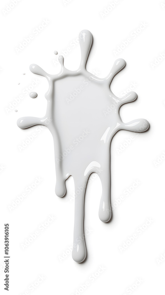 White paint splashing, dripping isolated on white background White paint splashing, dripping isolated on white background