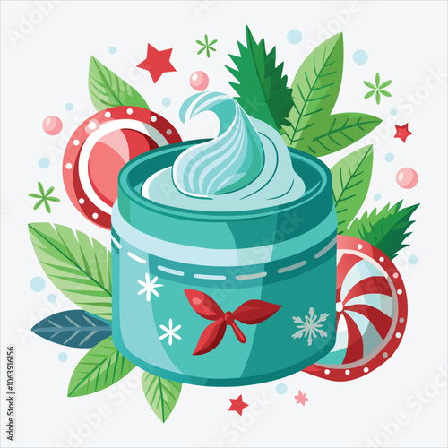 Christmas Day, Peppermint Frost Ointment silhouette white background illustration, Generative Ai,