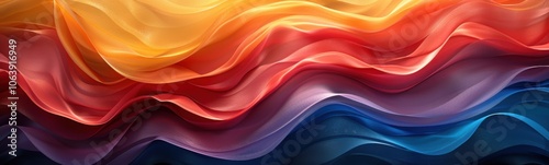 Abstract background of multicolored wavy fabric with a black background