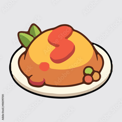 omurice illustration for a food game asset